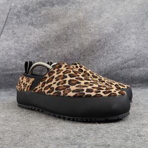 P448 Shoes Womens 38 Slipper Slip On Cozy Indoor Outside Laby Leopard Print Fur